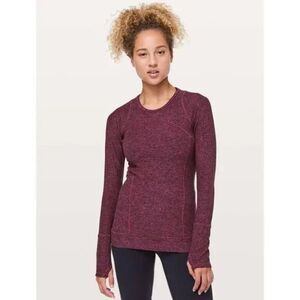 Lululemon Cypress Kiss Long Sleeve Heathered Star Ruby Black Size 6 W3BNIS